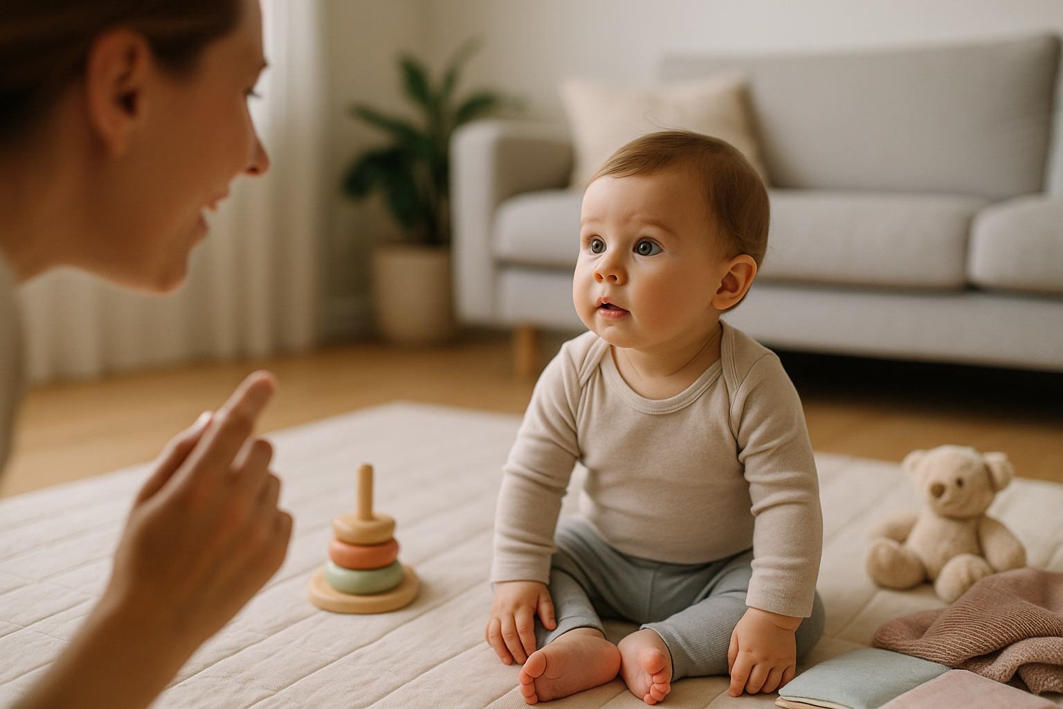 Baby som reagerer når forældrene kalder på babys navn