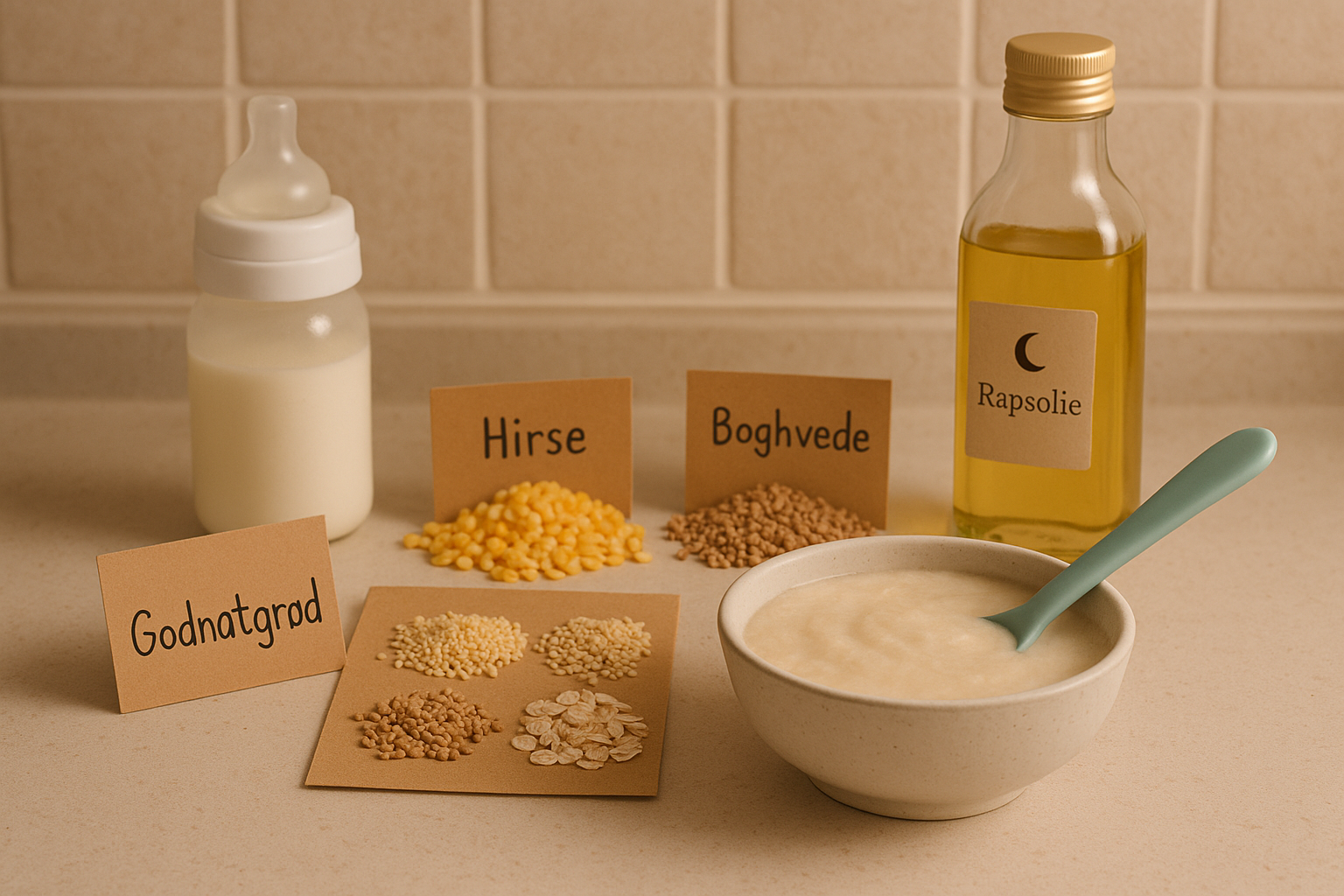 Godnatgrød opskrift - mild aftengrød til baby med hirse, majs eller havre