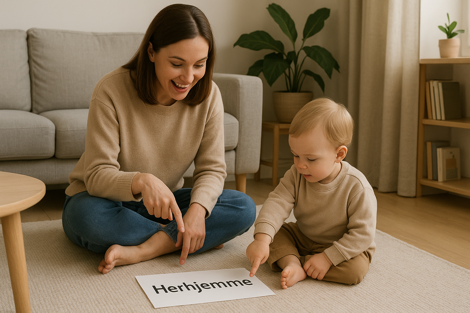 Herhjemme forklaring - illustration af hjem og Danmark til børn