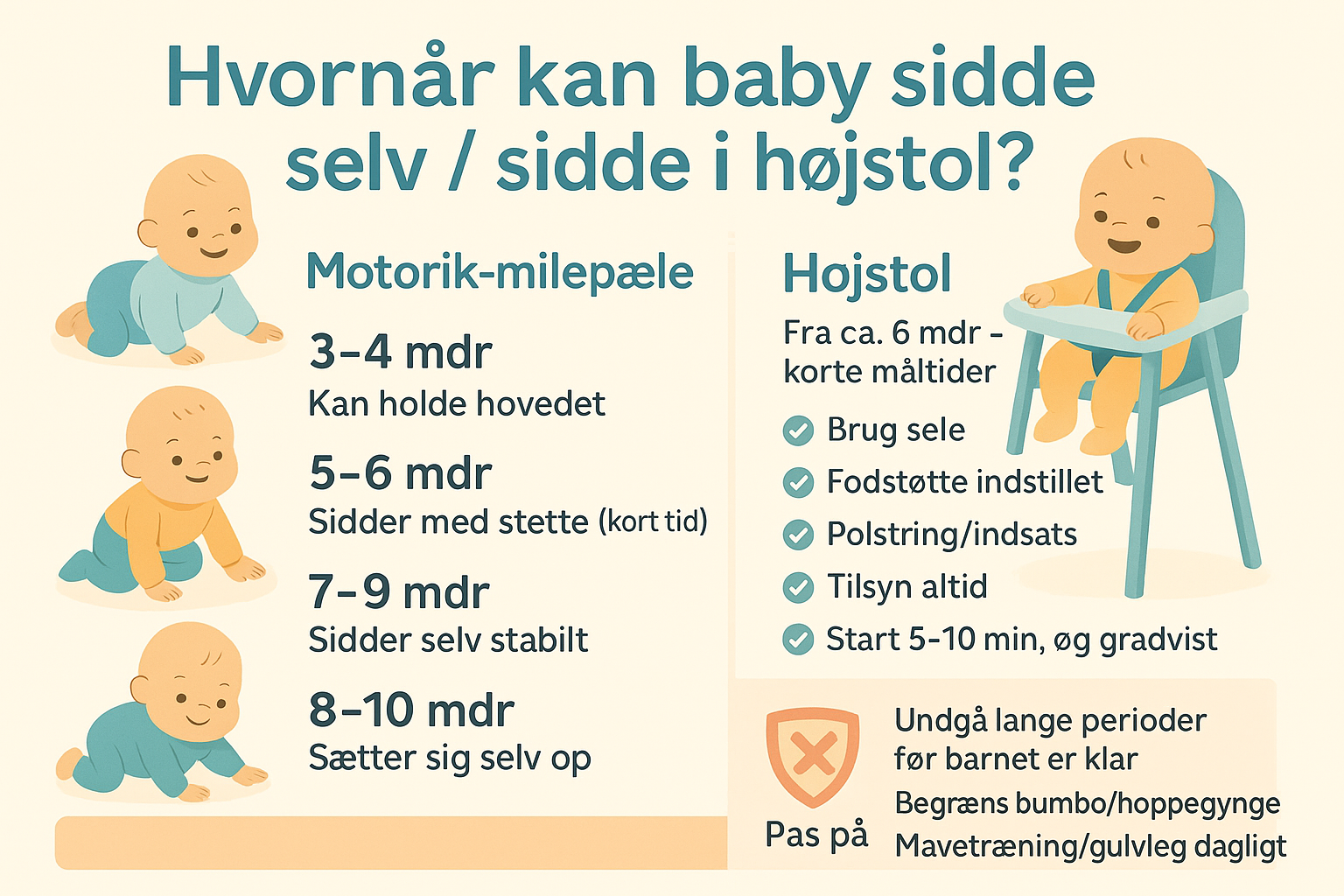 Baby sidder selv i højstol med støtte