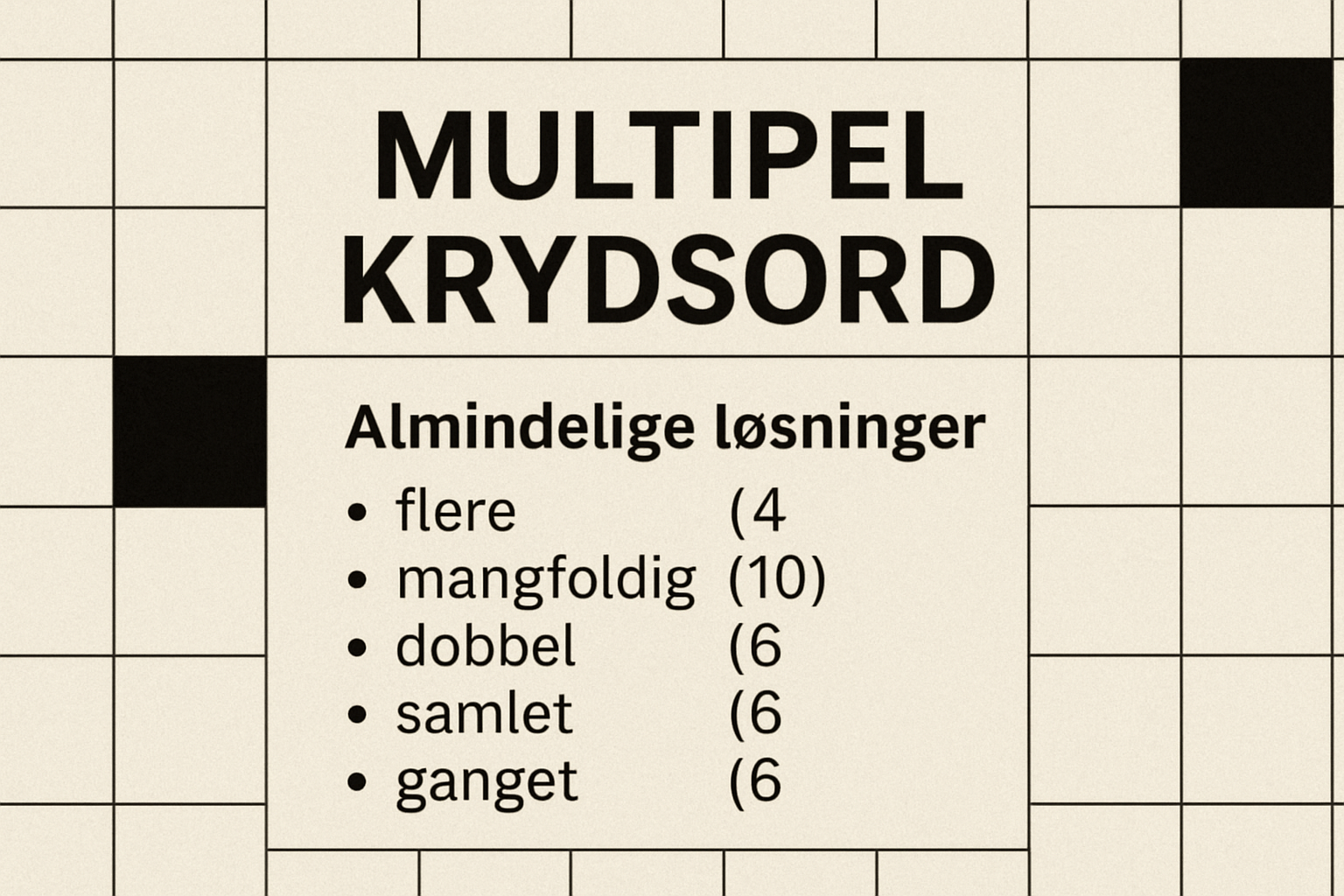 Multipel krydsord løsninger og betydninger