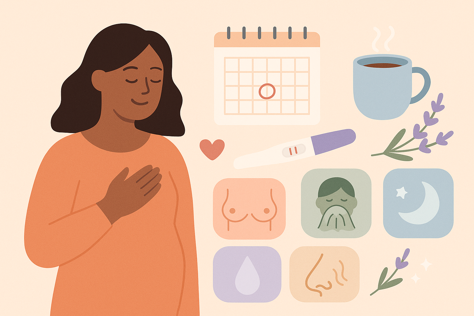 Kvinde der holder sig for maven med tidlige graviditetssymptomer