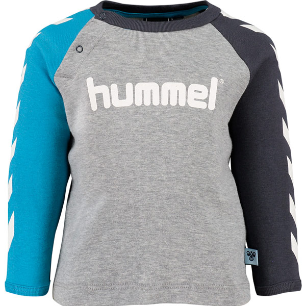 grå swaet shirt med sort og blåt ærme