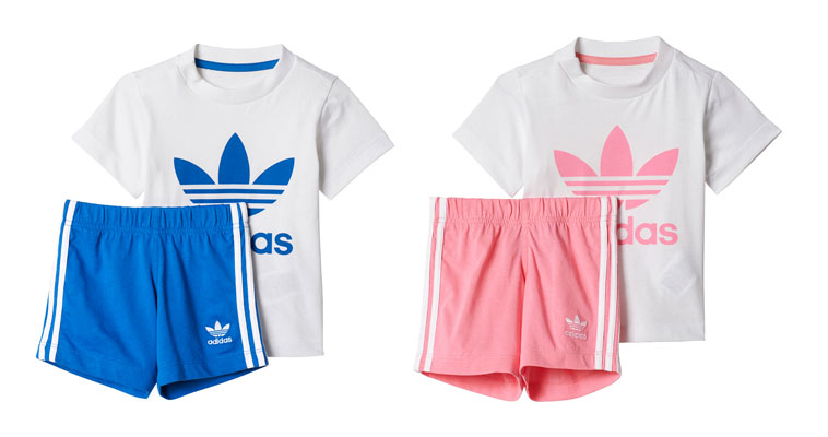 blåt og lyserødt short og t-shirt sæt