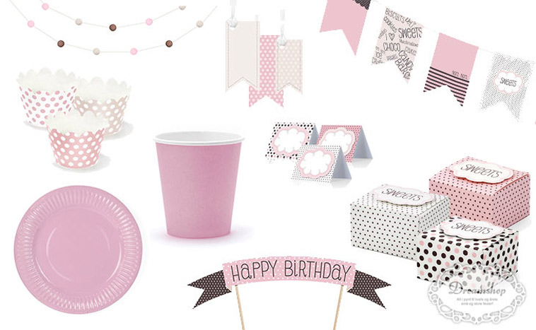 krus, guirlander og andet pynt til fødselsdag