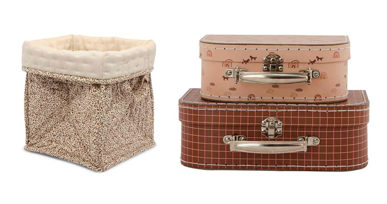 Kurv fra Konges Sløjd og kufferter fra OYOY