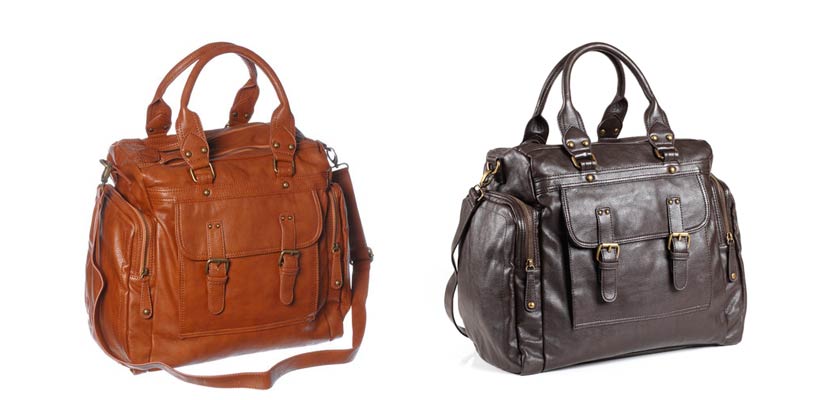 brun og grå pusletaske fra bystroom